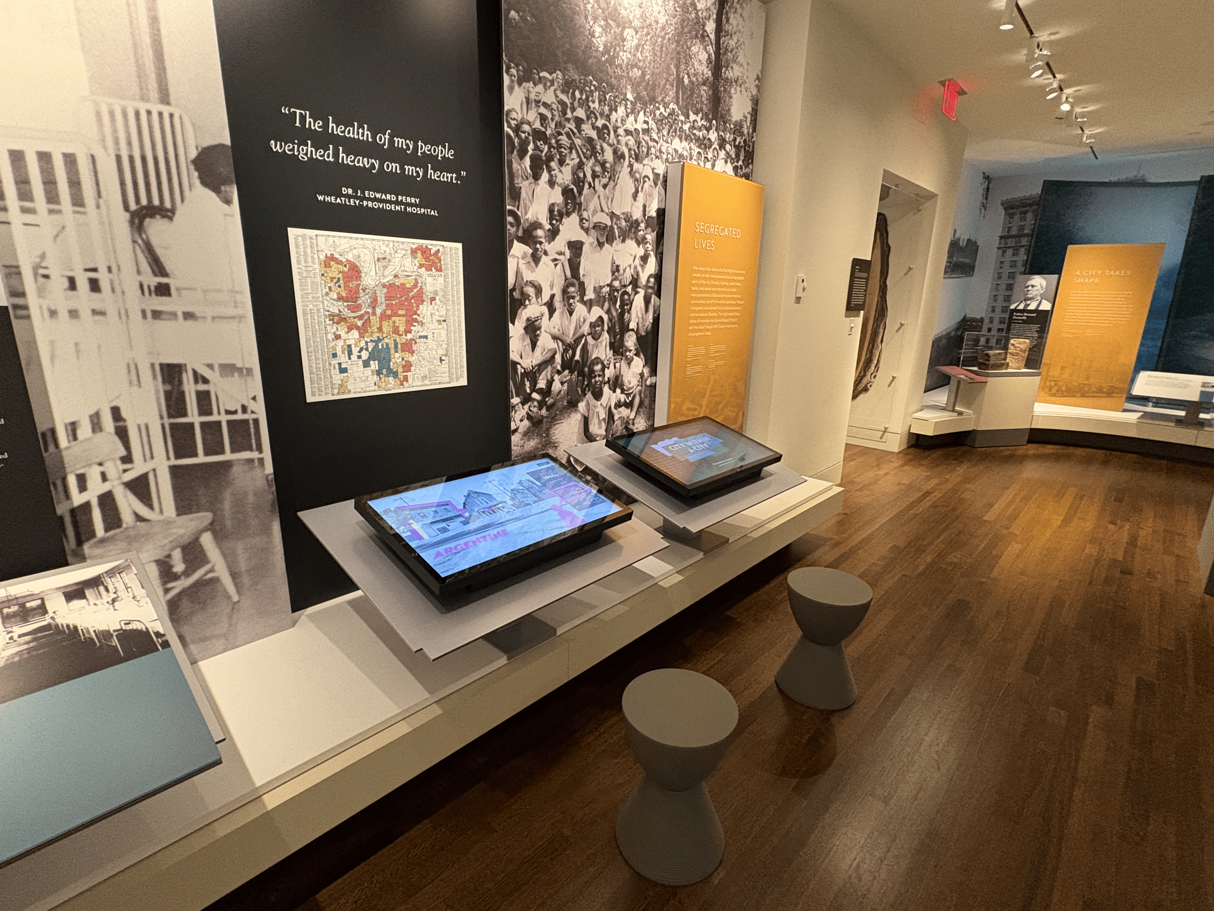 City Within a City — touchscreens in front of the segregation exhibit