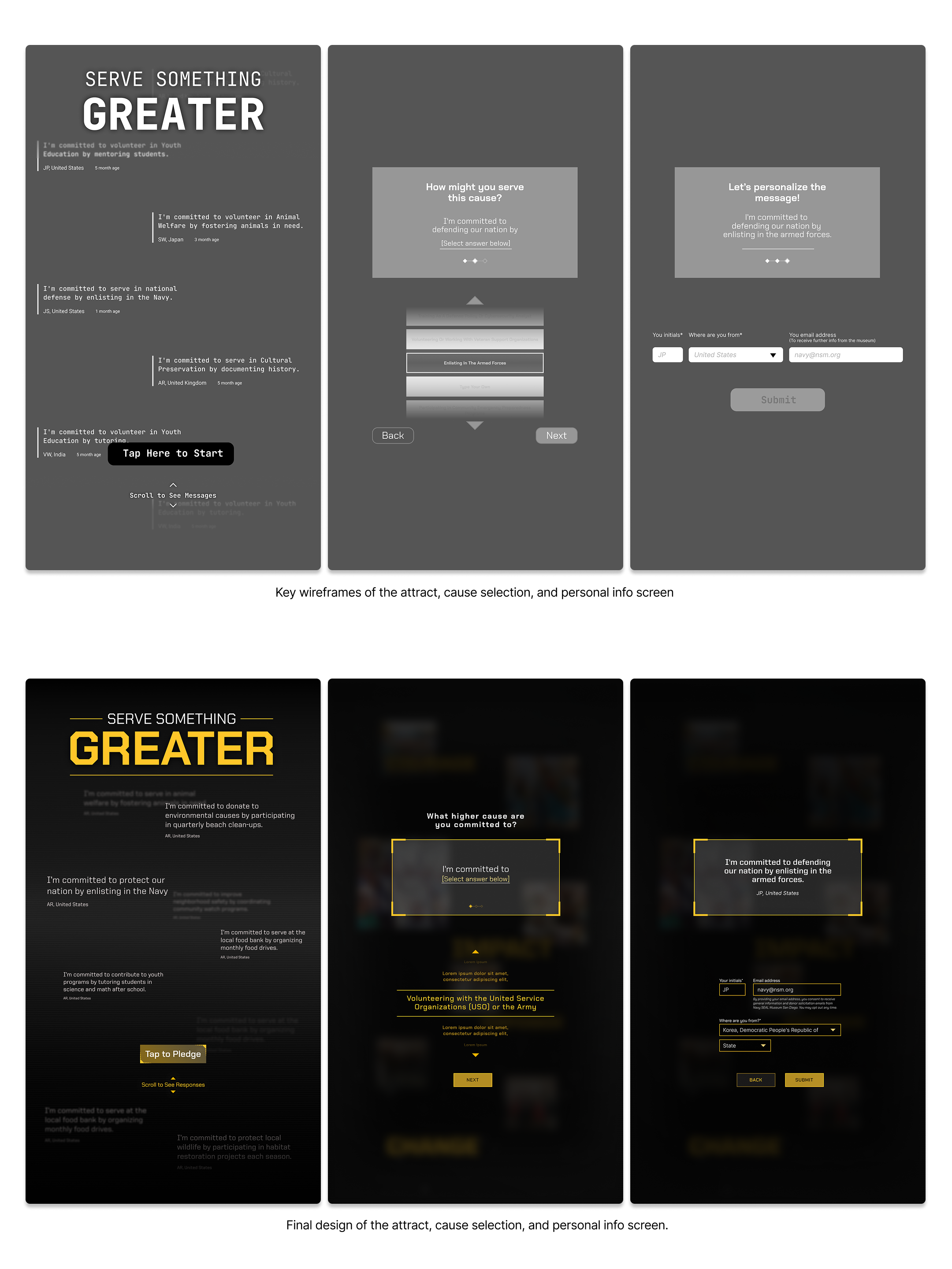 Cause Higher Than Oneself — Wireframes